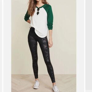 FAUX Leather black Camo Matte high waisted Leggings Blk size Xsmall